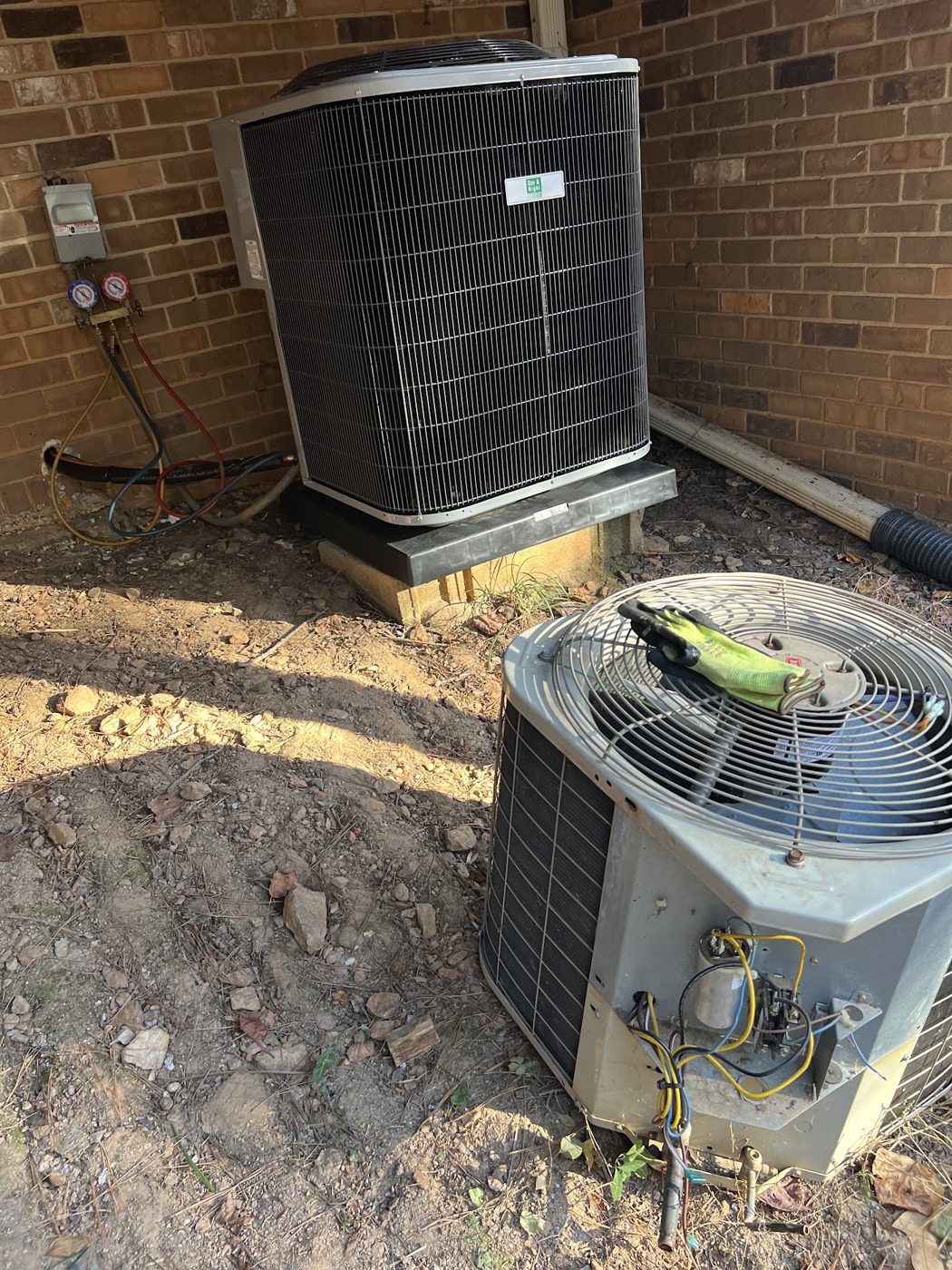 Outdoor AC condenser install